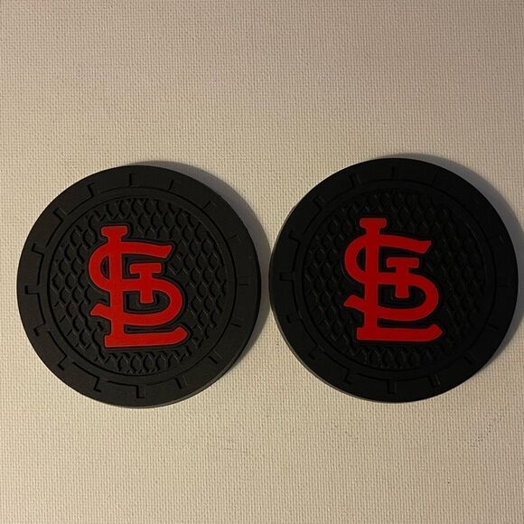 MLB St Lewis Cardinals cup Coasters in black and red Set of 2 NWT - Picture 1 of 5